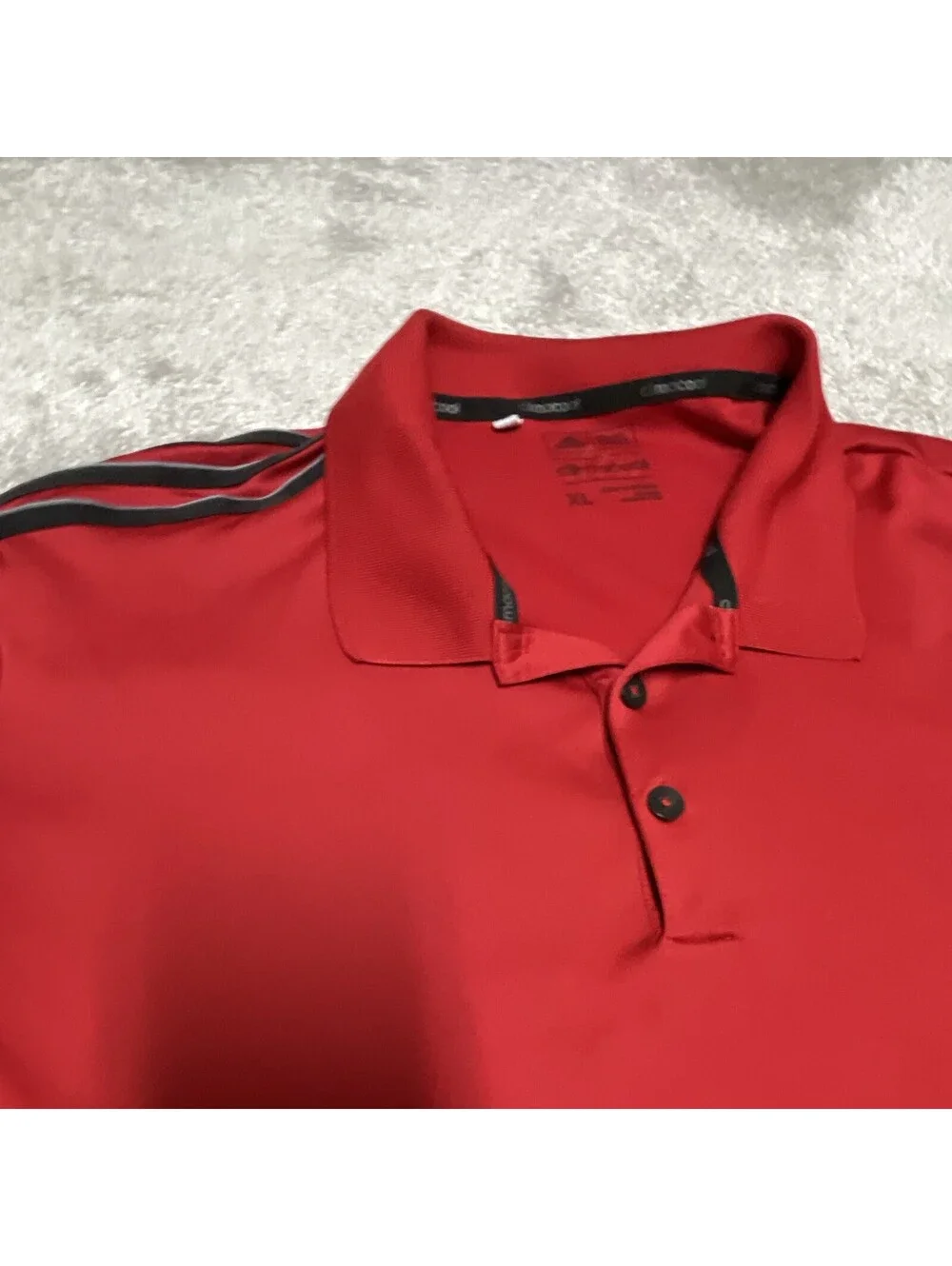 adidas Climacool Men's XL Polo Red/Black Solid Short Sleeve Collared Logo